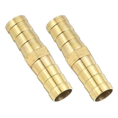 Image of sourcing map 2 Pcs Brass Hose Barb Fitting Straight Connector Coupler, 3/8" ID Brass Fitting Air Hose Fittings for Connecting Water Fuel Air, Oil Hoses