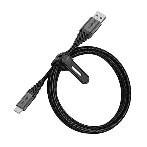 Image of OtterBox Premium Reinforced Braided USB-A to USB-C Cable, Charging Cable for Smartphone and Tablet, Ultra-Rugged, Bend and Flex Tested, 1M, Black