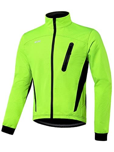 Image of ARSUXEO Cycling Jacket Mens Winter Thermal Mountain Bike Jacket Softshell Coat for Waterproof and Windproof 16H green S
