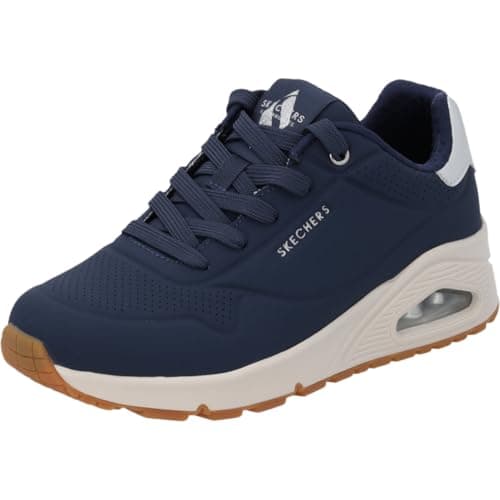 Image of Skechers Women's Uno Golden Air Sneaker, Navy Durabuck/Silver Trim, 5.5 UK