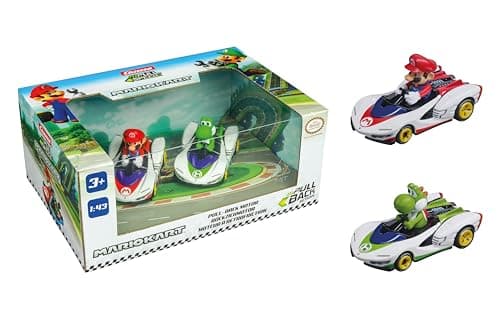 Image of Pull & SPEED I Carrera | Mario Kart - P-Wing Twin Pack I Wind-Up Car Racing Car I Pull and Speed Car with Pull-Back Motor I For Boys and Girls from 6 Years & Adults I Racing Track