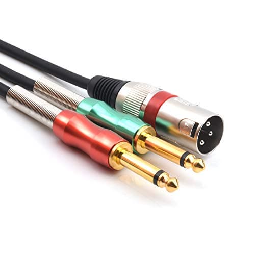 Image of SiYear XLR to Dual 6.35mm 1/4" TS male Y Splitter Cable, Double Mono Male (1/4 inch) 6.35mm to XLR 3Pin Plug Stereo Microphone Audio Converter Adapter Cable(3.3Feet/1m)