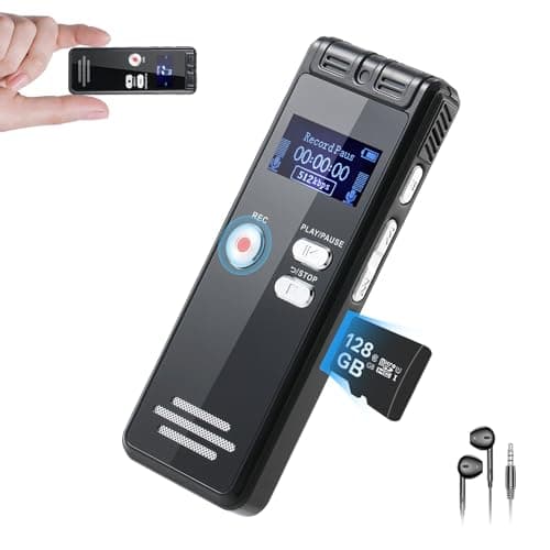 Image of 128GB Digital Voice Recorder - 3072kbps Dictaphone Digital Voice Activated Recorder, 9600hours One-Touch Recording with playback, Recording Device for Lecture & Interview, Meeting, Class
