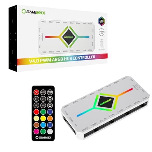 Image of GameMax V4.0 White Case Fan Hub - 9-Port PWM Fan Distributor With RF Remote & SATA Power