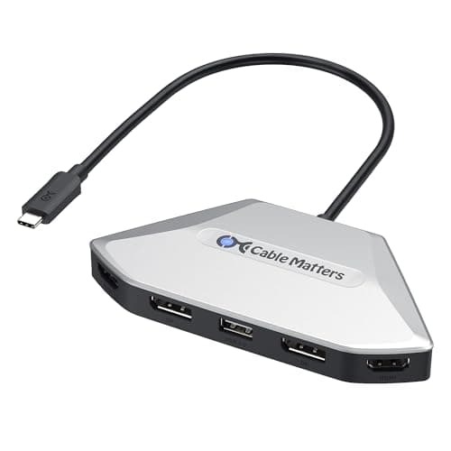 Image of Cable Matters 4K Quad Display USB C MST Adapter with PD 140W Charging, USB C Hub with 2x DisplayPort 2.1 and 2x HDMI 2.1, USB4, Thunderbolt 4/5 Compatible