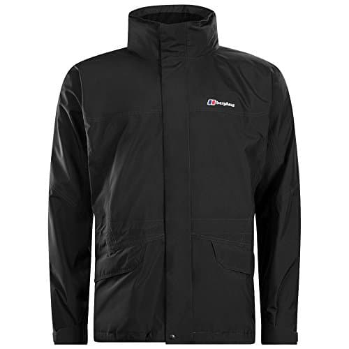 Image of Berghaus Men's Cornice Interactive Gore-Tex Waterproof Shell Jacket | Durable Rain Coat | Breathable Waterproof Jacket, Black/Black, XL