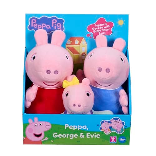 Image of Peppa Pig Peppa, George and Evie 3-Pack, Preschool Plush Soft Toys