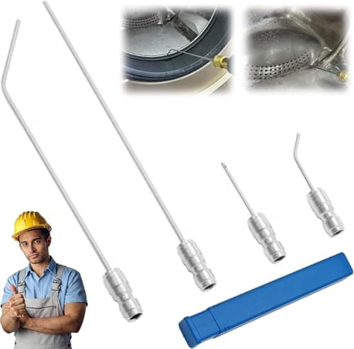 Image of 4 Pack High Pressure Washer Nozzle Kit - Pressure Washer Needle Tips for Washing Machine & AC Cleaning,Heavy Duty 1/4 Quick Connect Stainless Steel Wand with Straight & Curved Needles for Cleaning