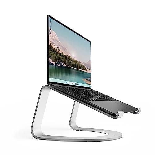 Image of Twelve South Curve Laptop Stand, MacBook Stand - Ergonomic Aluminum Laptop Holder for Apple, Dell, HP, Lenovo, Fits 11" to 17", Silver