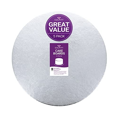 Image of Culpitt Cut Edge Round Card, 10" Round Cake Cards, Silver Cake Boards, 1.8mm Thick, 5 Pack - 10 Inch (254mm) CSR10AMZ5