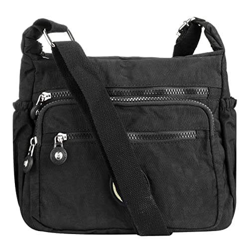 Image of Milky Way Womens Multi-Pocket Casual Crossbody Handbags Waterproof Shoulder Bags Satchel Girls Ladies Crossbody Side (Black)