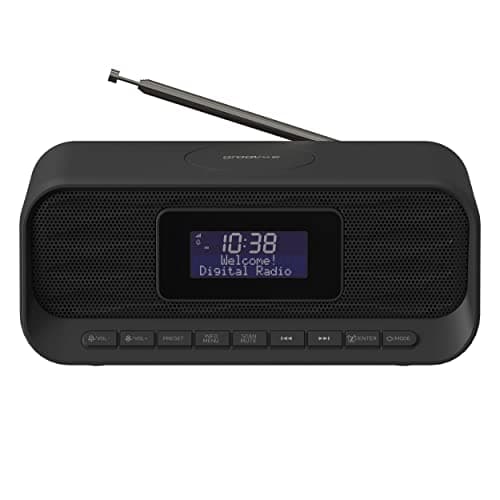 Image of Groov-e Zeus DAB & FM Clock Radio - Dual System Alarm Clock with Bluetooth Connectivity, Wireless Charging, & USB Charging Port - LCD Display - Mains Operated - 60 Preset Stations - Black