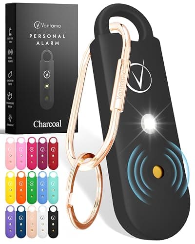 Image of Vantamo Personal Alarms for Women with Strobe LED Light, Extra Loud 130dB Self Defense Keychain with 2 Dynamics, Unique Panic Alarm with Keychain & Keyring for Bag or Backpack and Low Battery Notice