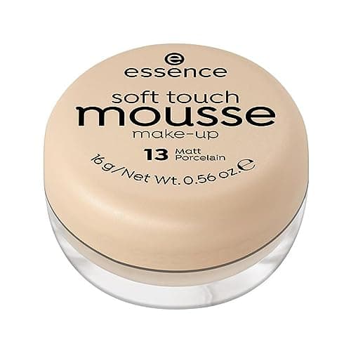 Image of essence cosmetics Soft Touch Mousse Make-Up, Foundation, No. 13 Matt Porcelain, Nude, for Combination Skin, Softening, Matte, Natural, Vegan, Perfume, No Alcohol (16 g)