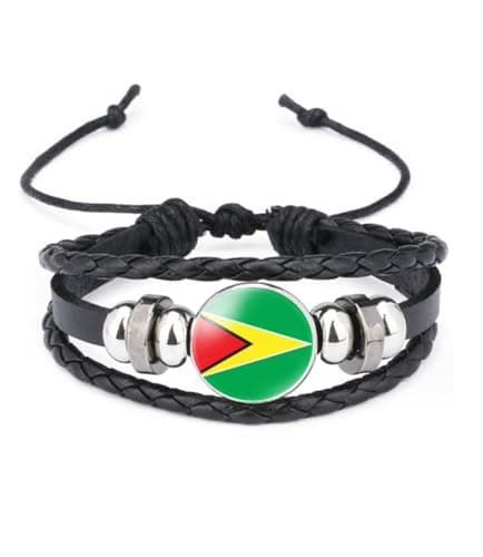 Image of vmcoatdu World Many National Flags Bangle Retro Alloy Leather Bracelet for National Flag Braided Rope Bracelet Bangle, One Size, Metal, alloy