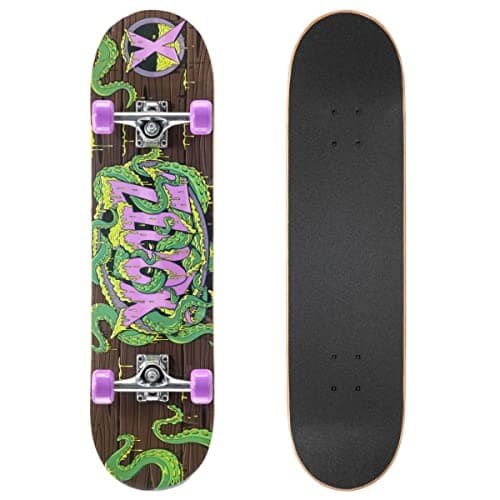 Image of Xootz Kids Complete Beginners Double Kick Trick Skateboard Maple Deck - 31 x 8 Inches,Tentacles,TY5760