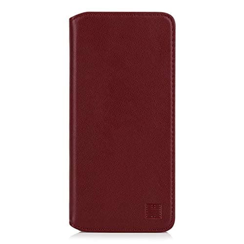 Image of 32ndShop 32nd Classic Series 2.0 - Real Leather Book Wallet Flip Case Cover For Motorola Moto G8 Plus, Real Leather Design With Card Slot, Magnetic Closure and Built In Stand - Burgundy