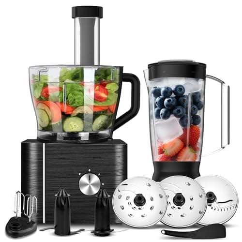 Image of TopStrong Food Processor, Food Processor and Blender Multifunctional for Chopping Blending Kneading Whisking Juicing, 1100W, 3 Speeds and Pulse Function, 3.2 L Bowl and 1.5L Jug Blender, Black
