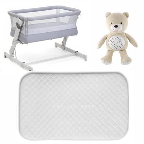 Image of Next2Me Foam Mattress for Chicco & Tutti Bambini Cozee Bedside Crib - Anti Fungle Quilted Cover Replacement Mattress for Next 2 Me Bedside Crib - 83 x 50 x 5cm - Made in UK