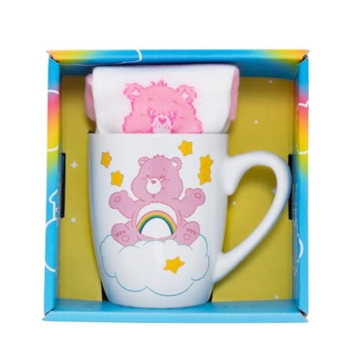 Image of Pyramid International Care Bears (Cheer Bear) Female Mug & Sock Set - Adorable Cheer Bear Design, Includes Matching Cozy Socks, Durable and Microwave Safe, Adds Cuteness to Your Day