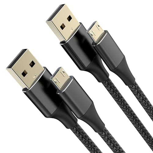 Image of BJIDS 2-Pack Micro USB Cable Android Charger [10ft/3M], Micro USB Charger, usb a to micro cable for Android Nylon Compatible with Samsung Galaxy S6,J7 Edge Note 5, Kindle-black