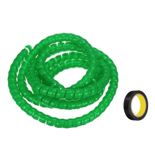 Image of sourcing map Spiral Cable Wrap 9.8ft/3.0M 20mm Cable Management Sleeve PP Insulation Cord Organizer for Computer Wire Power Cable Gas Pipe Green with Tape