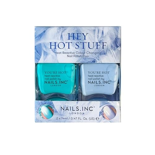 Image of Nails Inc Hey Hot Stuff Duo, Temperature Colour Changing, No Chip, Long Lasting, Quick Dry, Air Dry, Professional Manicures & Pedicures, Fingernails & Toenails, Vegan Nail Polish, 2 Piece Set