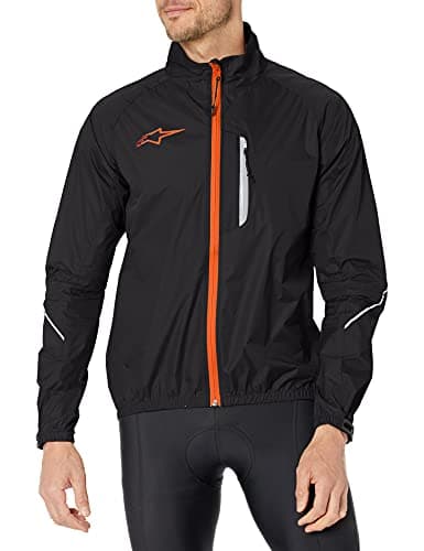 Image of Alpinestars Mens Descender Windproof Jacket, Large, Black Spicy Orange