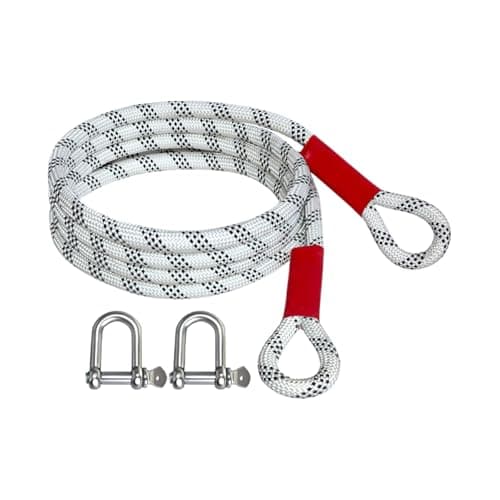 Image of YPBEW Industrial Grade Towing Strap Recovery Rope Reinforced Vehicle Tow Cable Heavy Duty for Emergencies Roadside Assistance Reinforced Metal Hook Tow Rope