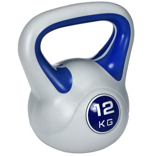 Image of SPORTNOW Kettlebell, 12kg Kettle Bells with Handle for Home Gym Weight Lifting and Strength Training, Dark Blue and Grey