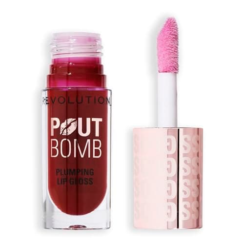 Image of Revolution Beauty, Pout Bomb Plumping Lip Gloss, High-Shine for Glossy, Fuller & Plump Lips with Hyaluronic Acid & Peptides, Vegan & Cruelty-Free, Light Mauve