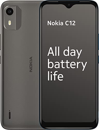 Image of Nokia C12 6.3” HD+ Dual SIM Smartphone, Android 12 (Go edition), Octa-core 2GB RAM/64GB ROM, 8MP Rear /5MP Front Cameras, Night & Portrait modes, IP52 Rating, 3000mAh Battery - Charcoal (Renewed)