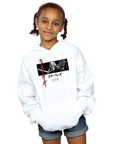 Image of Absolute Cult Star Wars The Rise Of Skywalker Kylo Ren Katakana Art Stripe Girls Hoodie White 12-13 years