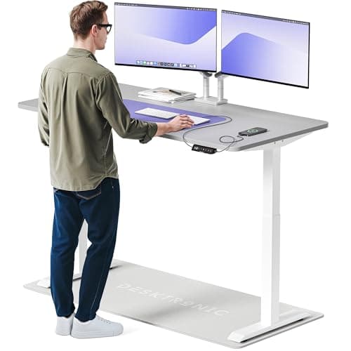 Image of Desktronic HomeOne Standing Desk – 160 x 80 cm Height Adjustable Desk with Electric Dual Motor, Touchscreen Controller & Integrated USB/USB-C, 3 Memory Presets