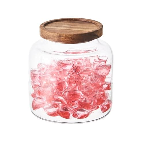 Image of Eden & Willow Large Glass Storage Jar with Airtight Acacia Wooden Lid and | Borosilicate Glass Container for Kitchen Organisation (1, 2L)
