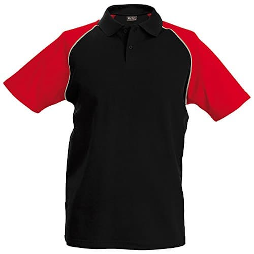 Image of Kariban Mens Contrast Baseball Polo Shirt (L) (Black/Light Grey/Red)