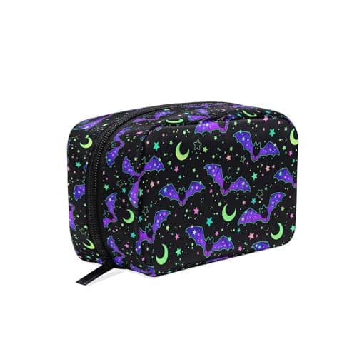 Image of Makeup Bag Make Up Pouch Magic Galaxy Bat Cosmetic Toiletry Bag Storage Travel Makeup Organiser Case with Compartments Beauty Bag for Teenage Girl Women Lady