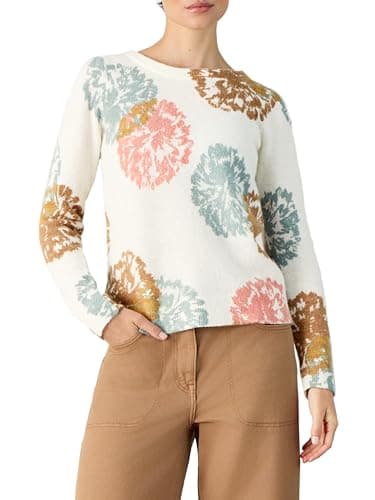 Image of White Stuff Ladies Jodie Allover Print Jumper - Casual Knitwear - Ivory PR - Size 10