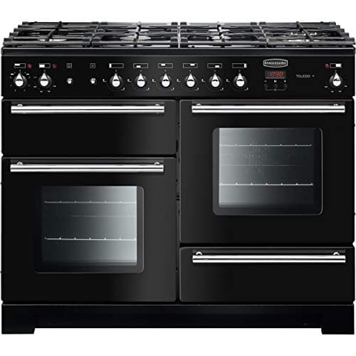 Image of Rangemaster Toledo + TOLP110DFFGB/C 110cm Dual Fuel Range Cooker - Black / Chrome - A/A Rated