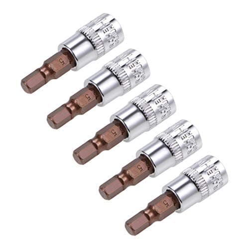 Image of sourcing map 5pcs 1/4" Drive x H5 (5mm) Hex Bit Socket, S2 Steel Bits CR-V Sockets 38mm Length Use with Ratchet Wrench, Slide Bar, Extension Rod