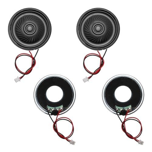 Image of sourcing map 4 Pcs 8 Ohm Small Speaker, 1W 40mm Diameter Metal Shell Round Magnet Tiny Speaker with 100mm Terminal Wire Micro Internal for DVD, EVD, Mini Home Audio Loudspeaker