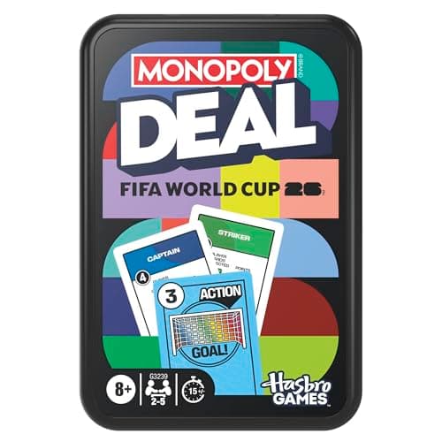 Image of Monopoly Deal FIFA World Cup 2026 Edition Game – Officially Licensed FIFA World Cup Football Card Game for Children – Ages 8+ – 2 to 5 Players – 15 Mins