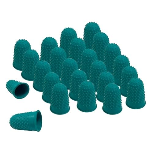 Image of Pack of 24 Green No.0 Rubber Thimblettes – Small Finger Cones for Protection, Grip, Sewing, Crafting & Counting Paper/Banknotes