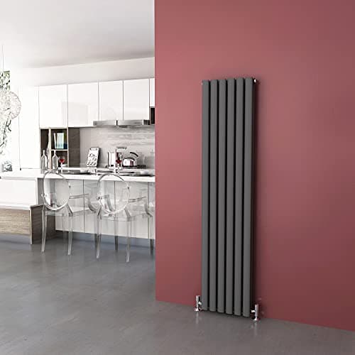 Image of ELEGANT 1600 x 360 mm Vertical Column Designer Radiator Anthracite Oval Double Panel Radiator Heater