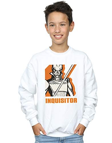 Image of Absolute Cult Star Wars Boys Rebels Inquisitor Sweatshirt White 7-8 Years
