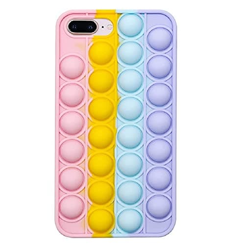 Image of SDTEK Case Compatible with iPhone 6+ / 7+ / 8+ Plus, Bubble Fidget Pop Soft Silicone Phone Cover (Rainbow)