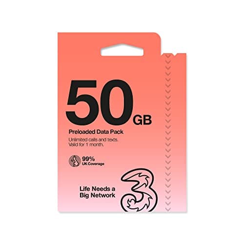 Image of Three Mobile PAYG Voice SIM Pack - 50GB