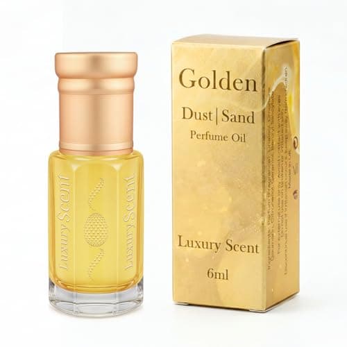 Image of Perfume Oil Golden Dust 6ml Roll-On – Alcohol Free Arabian Attar, Long Lasting Unisex Travel Size Fragrance with Vanilla Musky Amber and Floral Notes for Men and Women
