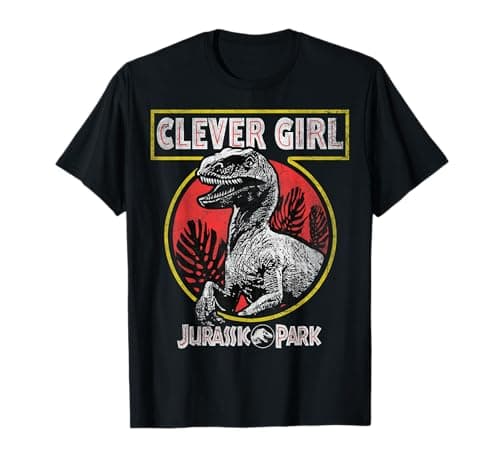 Image of Jurassic Park Clever Girl Raptor Roar Circle Logo T-Shirt