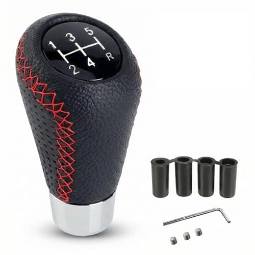 Image of ZynoMUCH Car Gear Shift Knob 5 Speed, Universal Leather Gear Shift Lever, Gear Shifter Knobs with Hoses 8mm 10mm 12mm, Gear Stick Knobs Suitable for Most Manual & Automotive Vehicles
